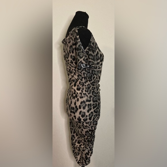 Marysol- black-and-white leopard print dress size L - Picture 2 of 4